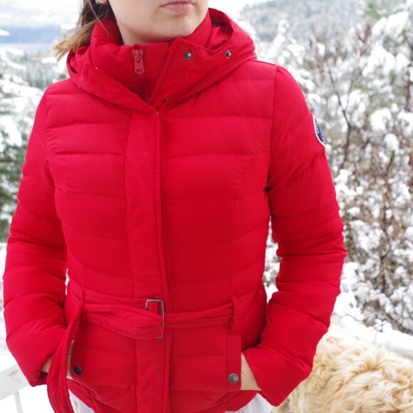 Ladies Red 80% Down Winter Jacket By Abercrombie & Fitch - Picture 5 of 8